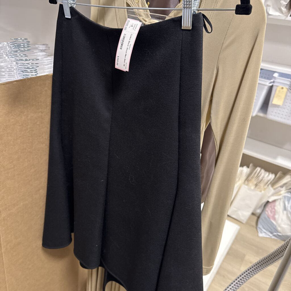 Black Wool Mini Skirt