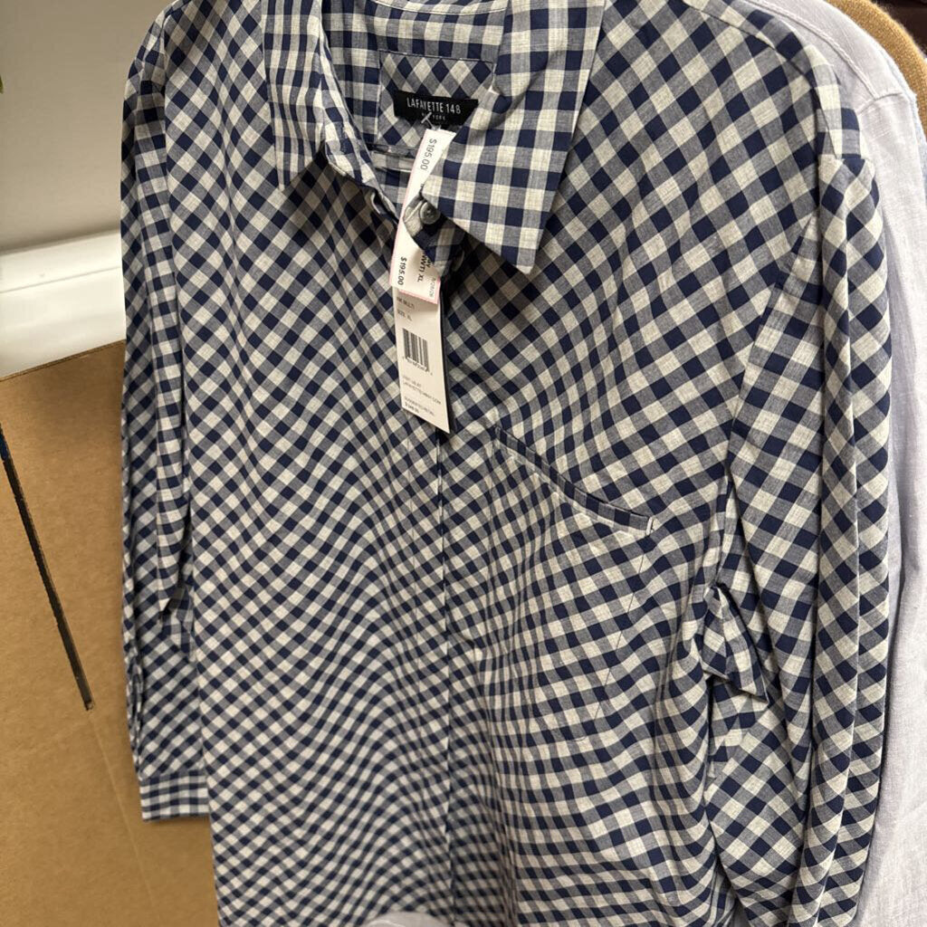 Blue/Gray Cotton Check Shirt (NWT)