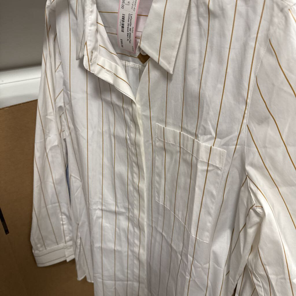 White/Tan Cotton Striped Shirt
