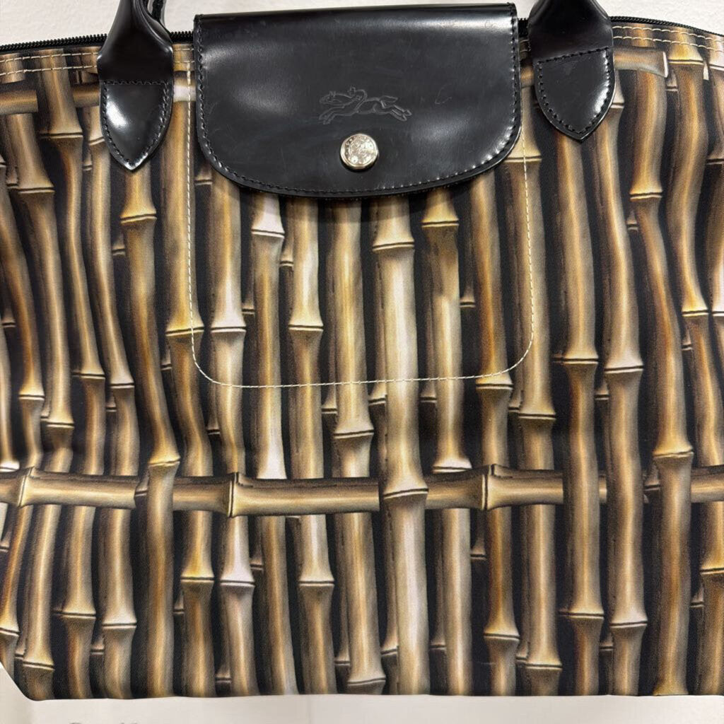 Brown Nylon Print Tote