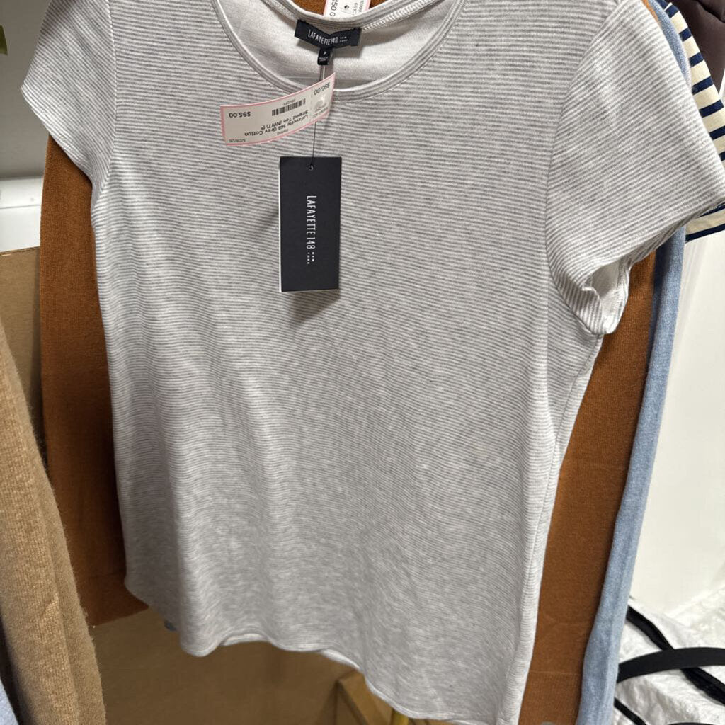 Grey Cotton Striped Tee (NWT)