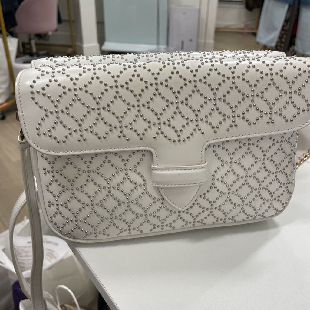 White Arabesque Studded Leather Crossbody(est 2890)