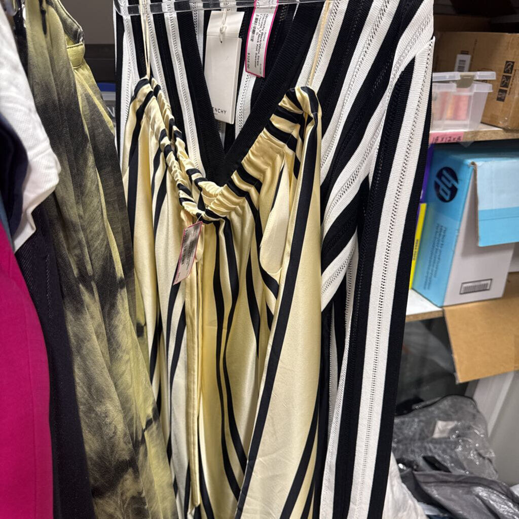 Champagne/Black Stripe Silk Pant