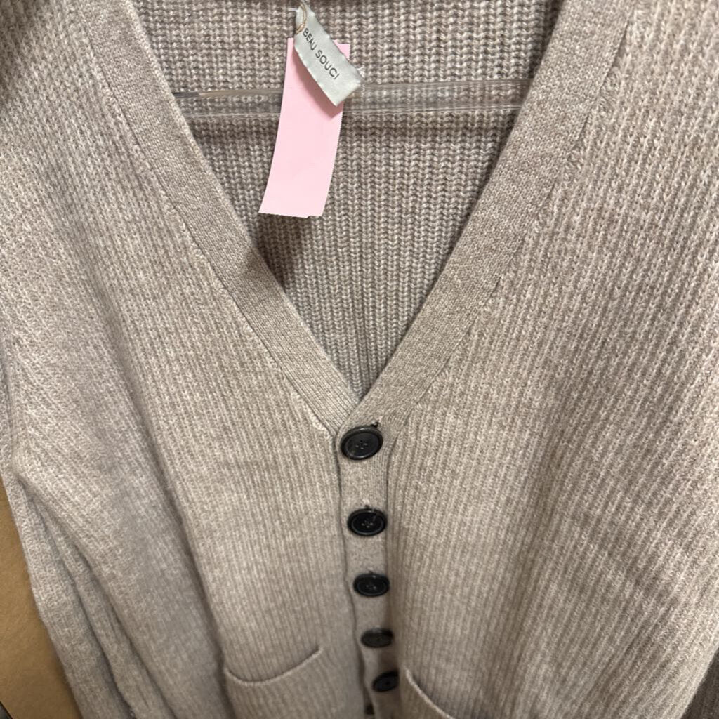 Beige Cashmere V Neck Cardigan (R.1490)