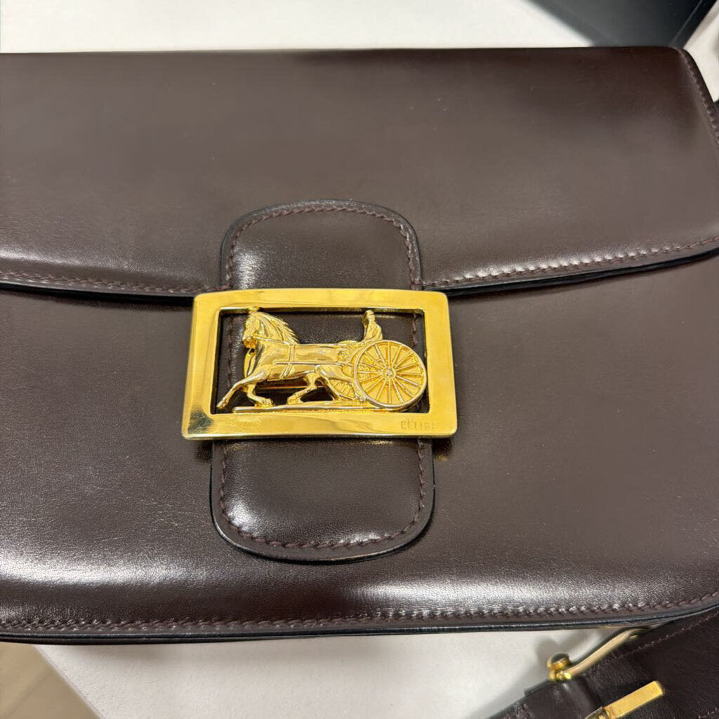 Brown Leather Carriage Bag