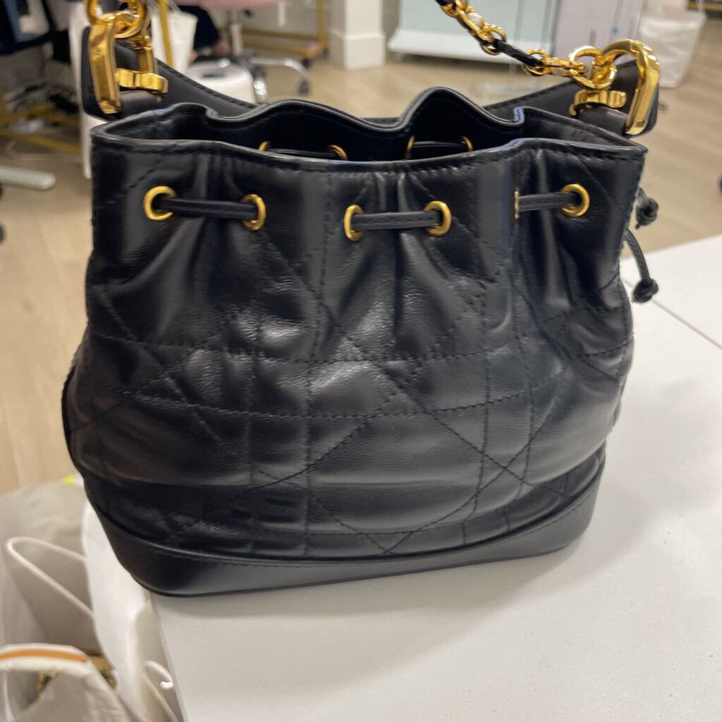 Black Leather Jolie Bucket Bag Small