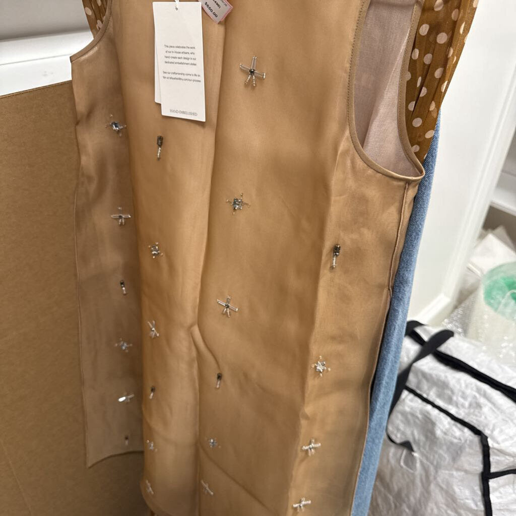 Tan Silk Embellished Dress (NWT 2498)