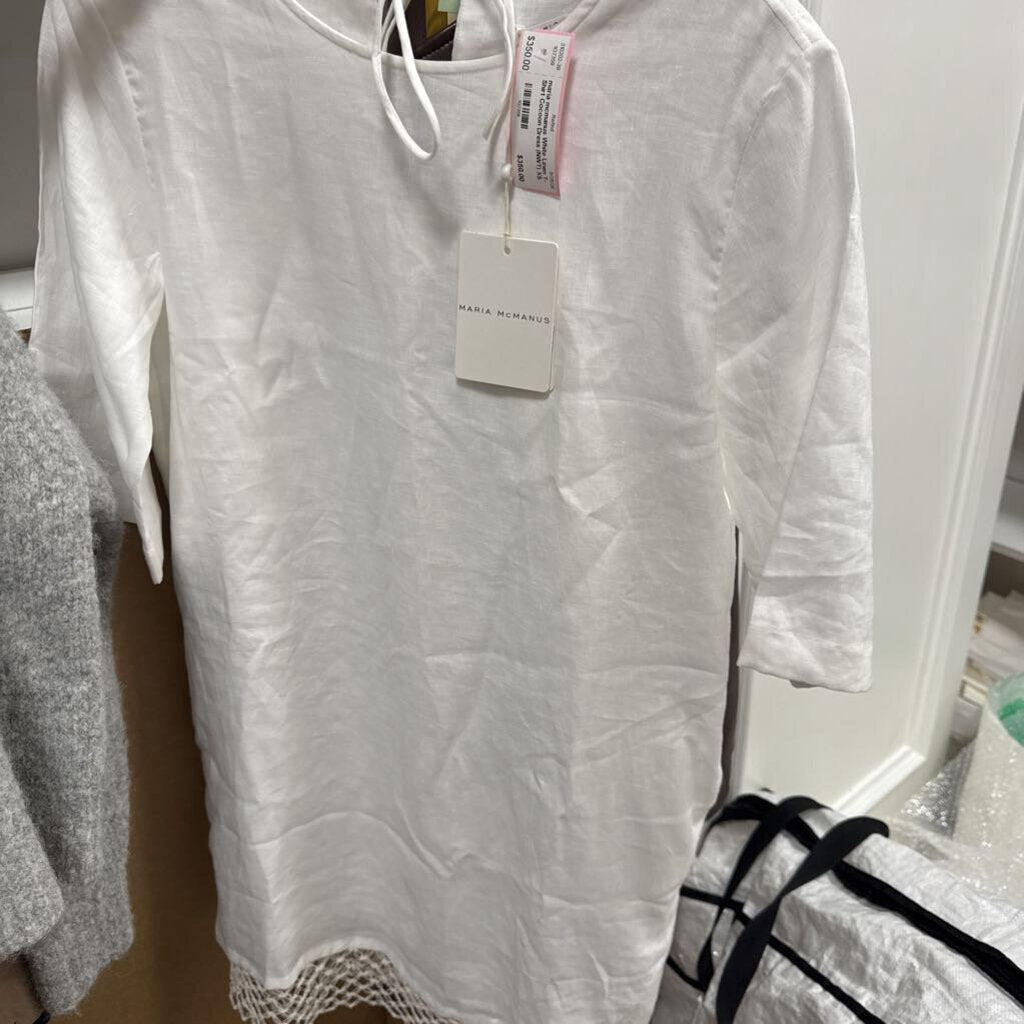 White Linen T-Shirt Cocoon Dress (NWT)