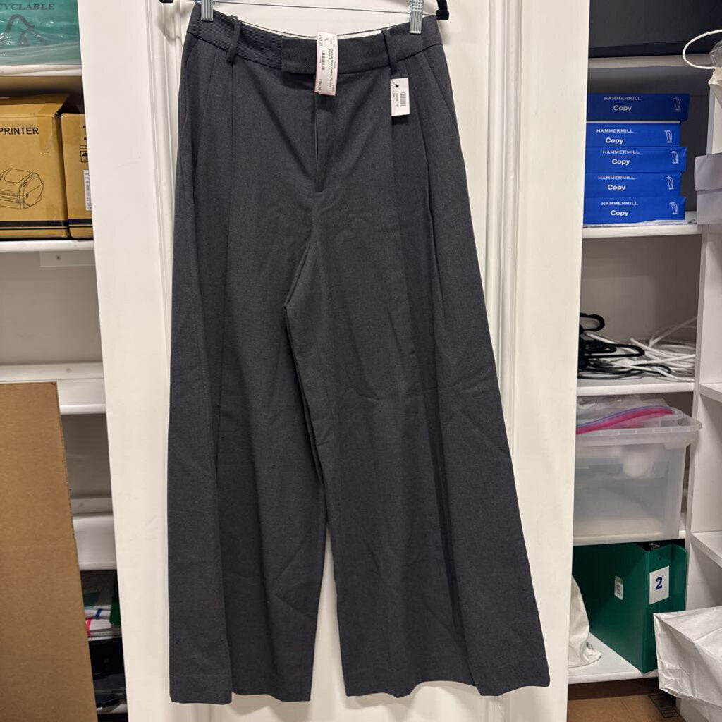 Grey Cotton Pleated Pants