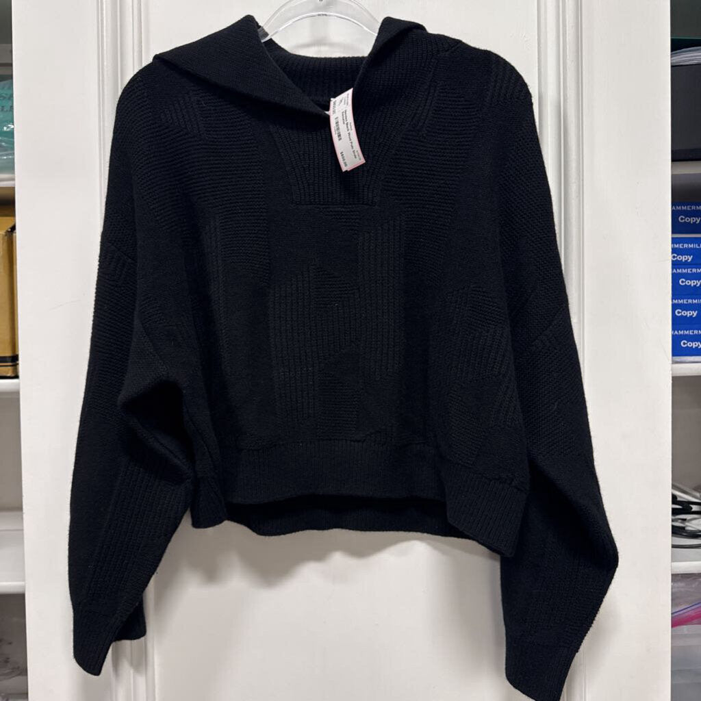 Black Wool Polo Style Sweater