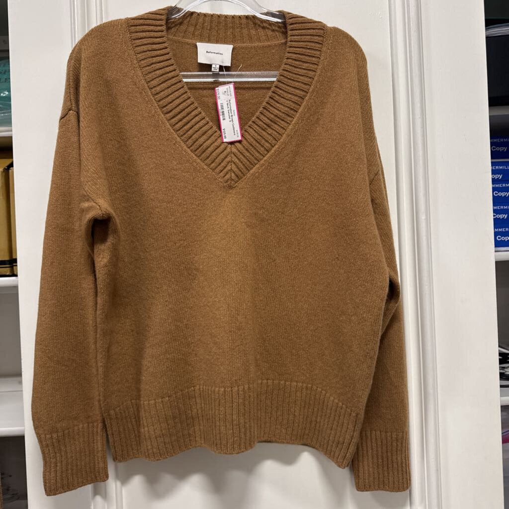 Brown Cashmere V Neck Sweater