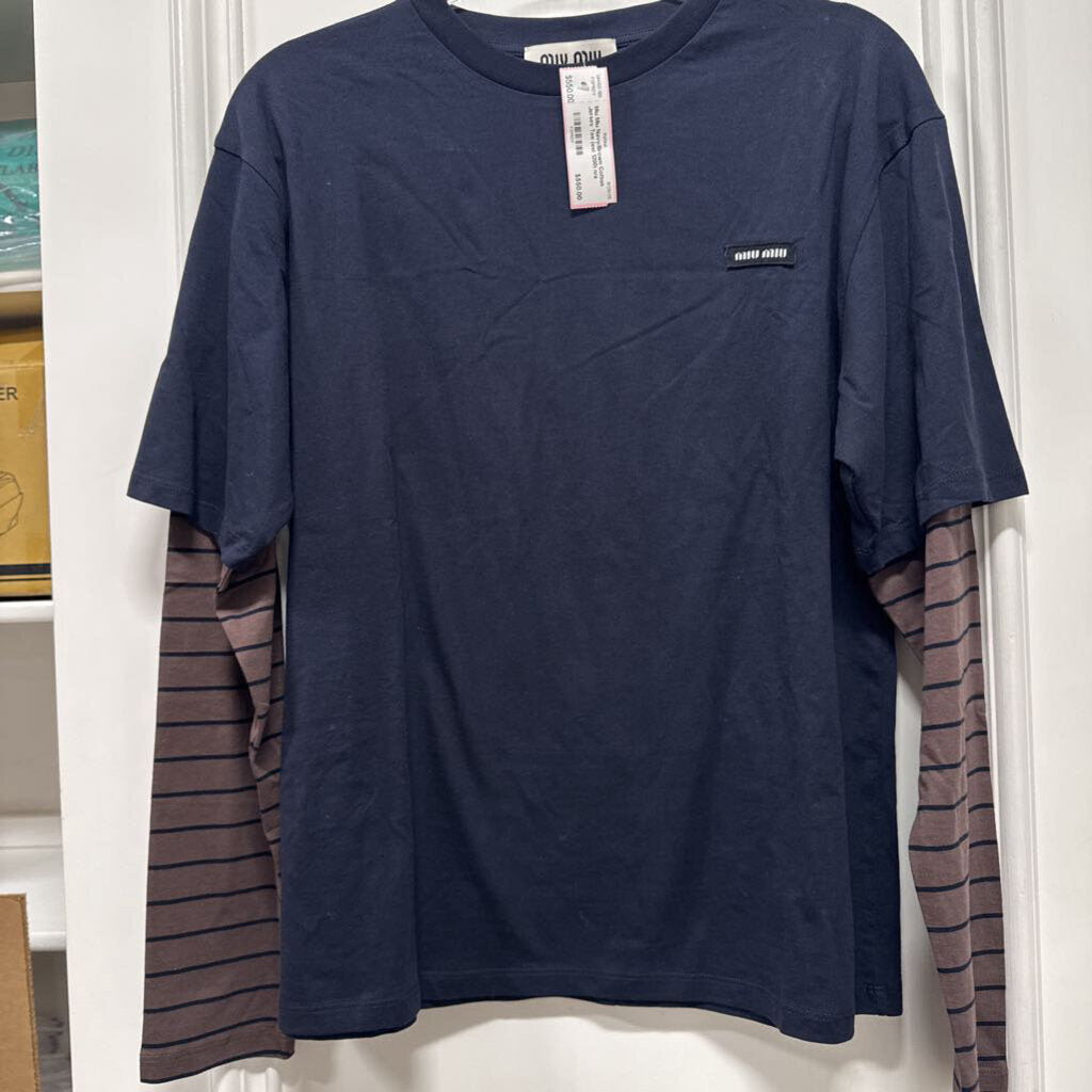 Navy/Brown Cotton Jersey Tee (est 1200)