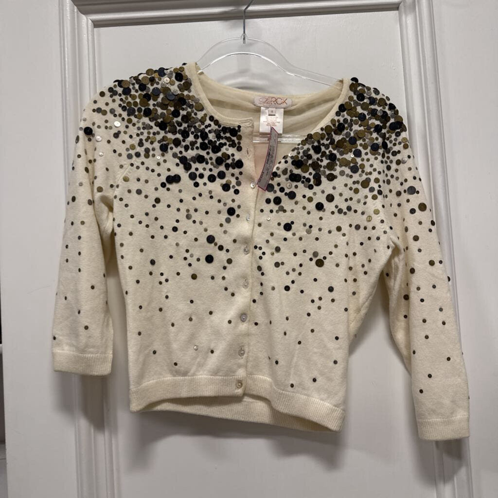 Cream Cotton/Cashmere Sequin Cardigan