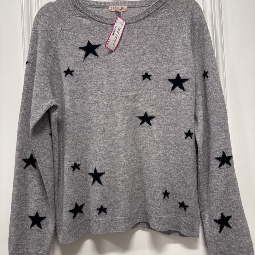 Gray/Black Star Cashmere Sweater
