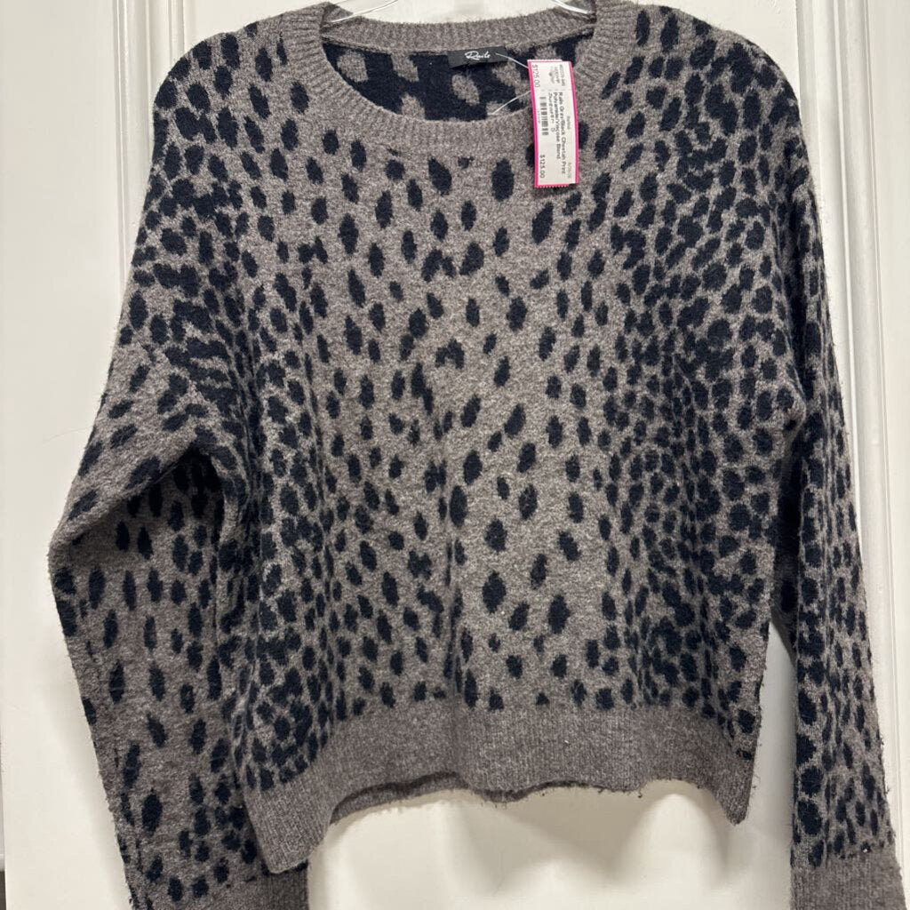 Gray/Black Cheetah Print Polyamide/Viscose Blend Sweater
