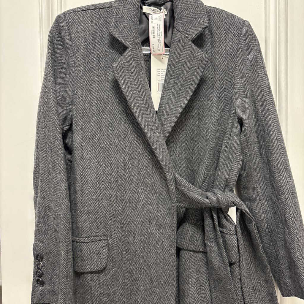 Grey Wool Blend Wrap Tie Jacket (NWT 445)