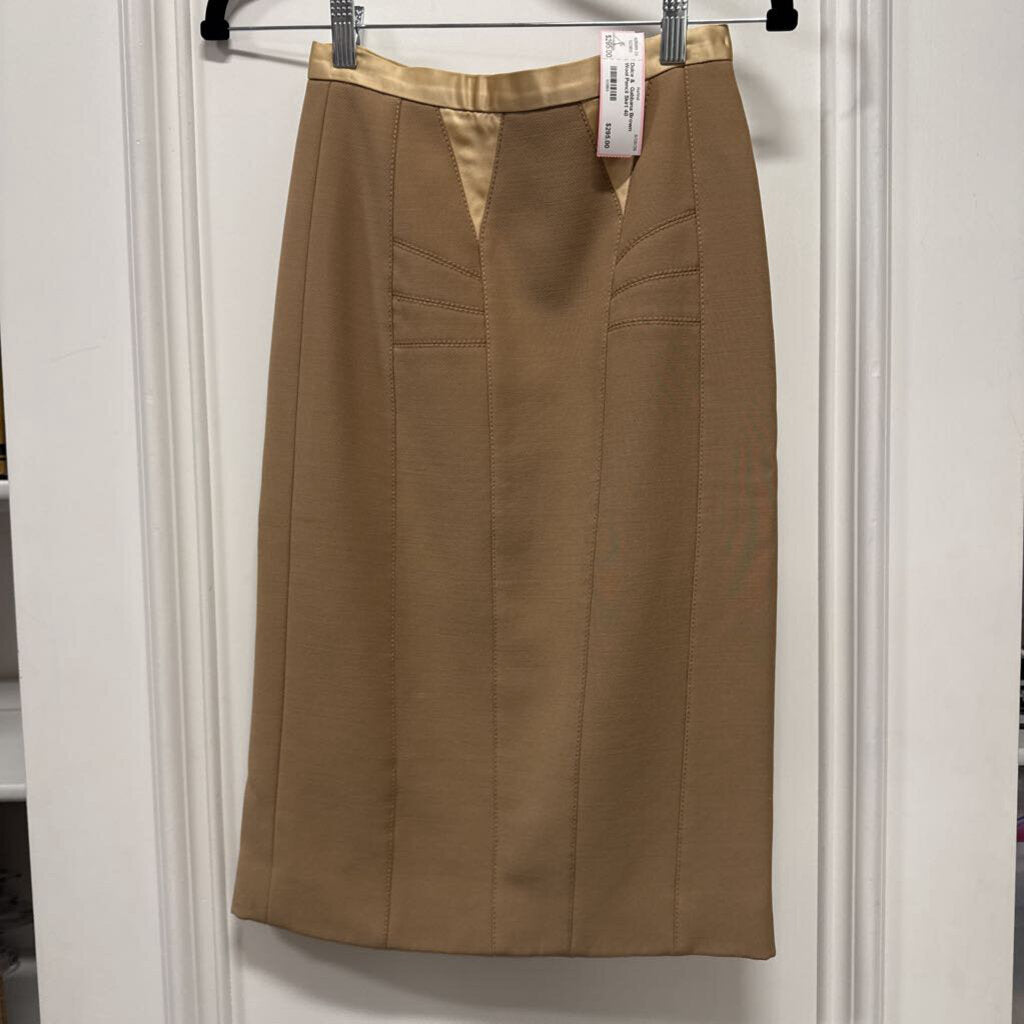 Brown Wool Pencil Skirt