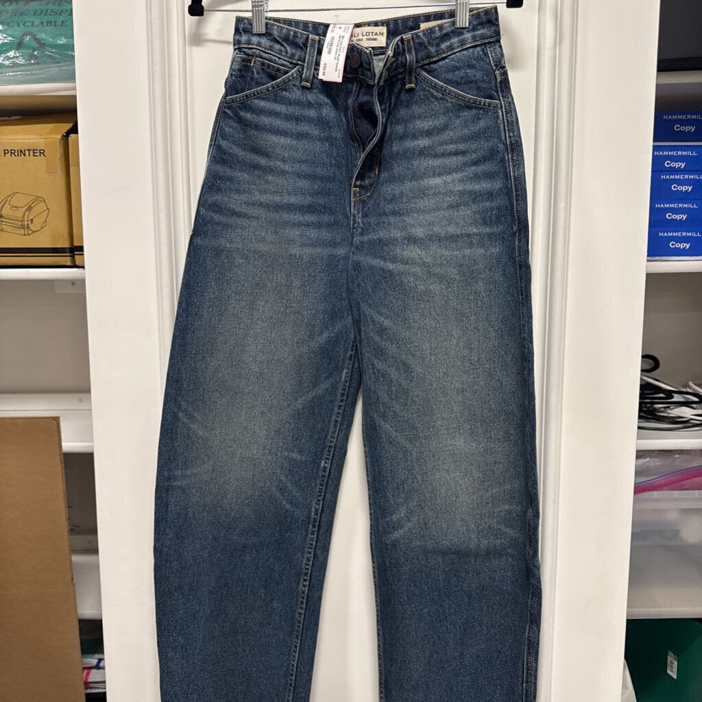 Dark Wash Cotton Barrel Leg Jeans