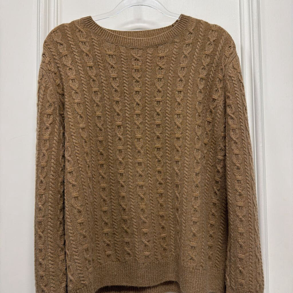 Brown Cashmere Cable Knit Sweater