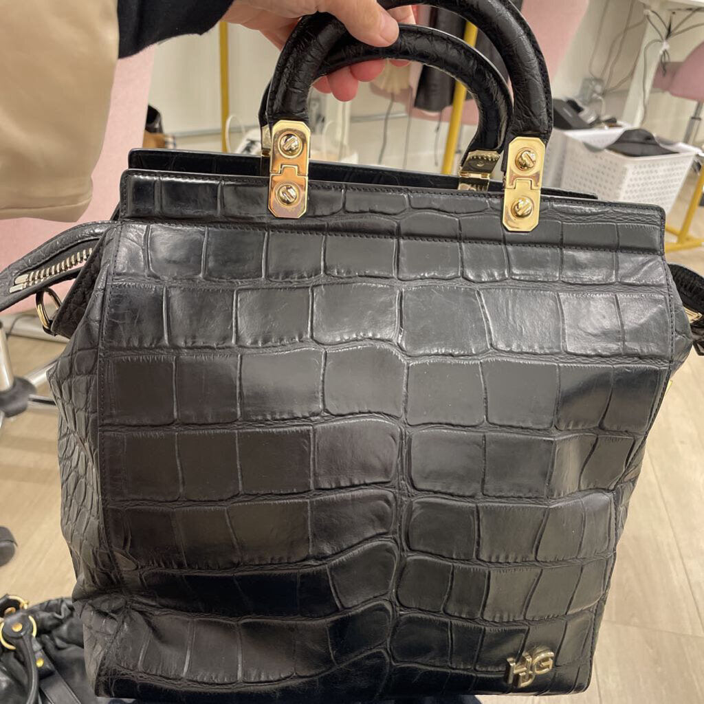 Black Croc Embossed HDG Tote(est 3000)