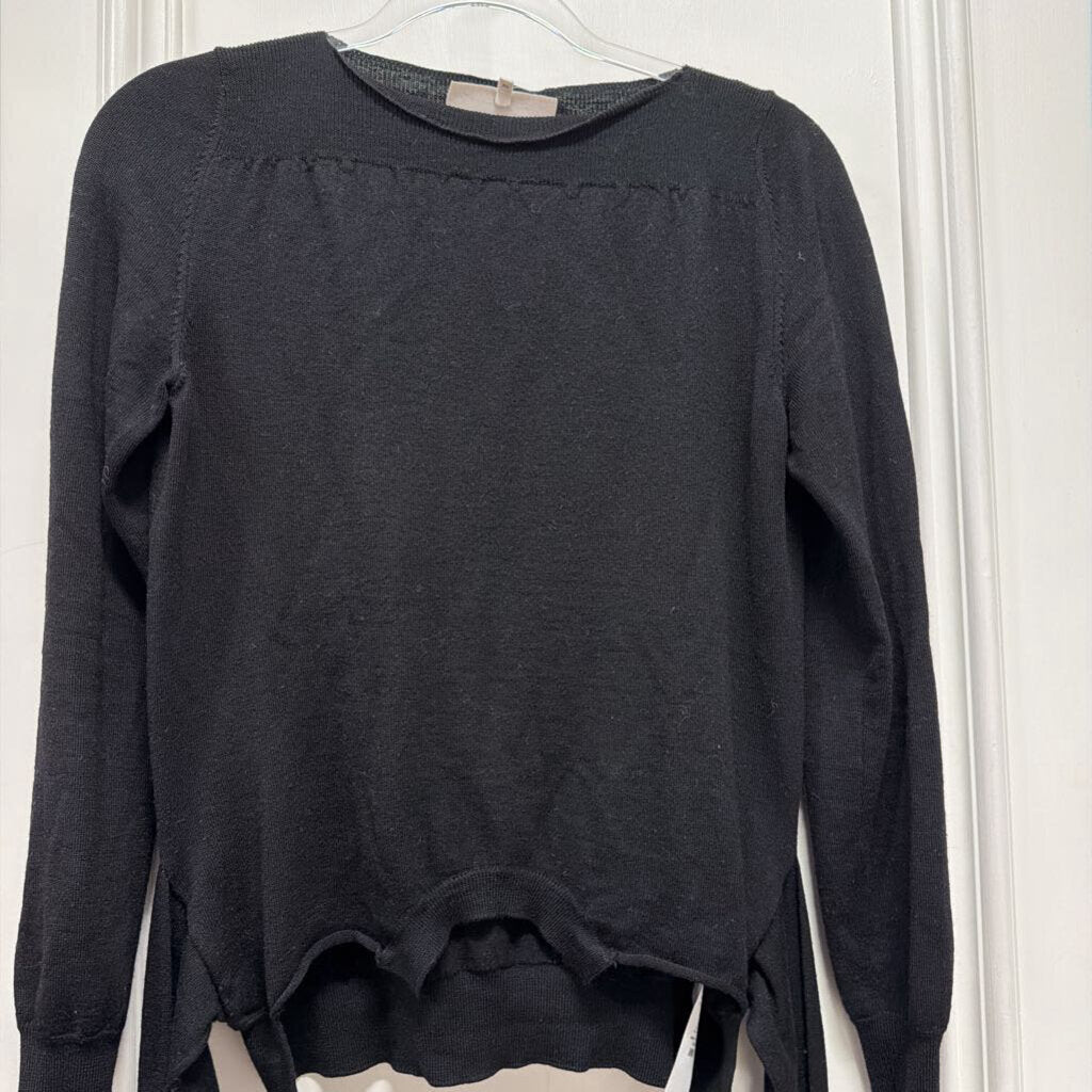 Black Wool Tie Waist Sweater