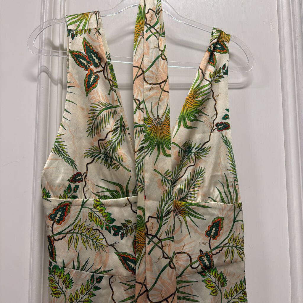 Cream/Multi Silk Leaf Print Top (NWT)