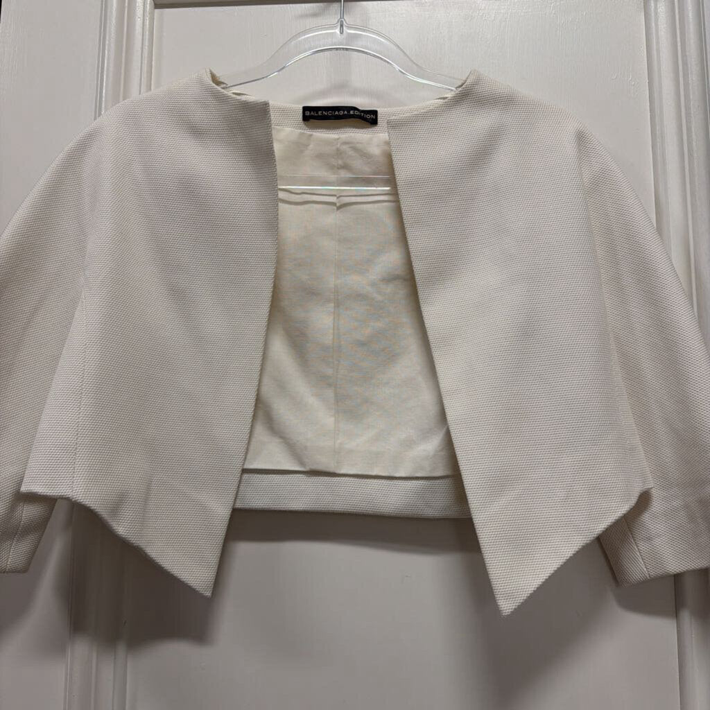 White Silk Crop Jacket