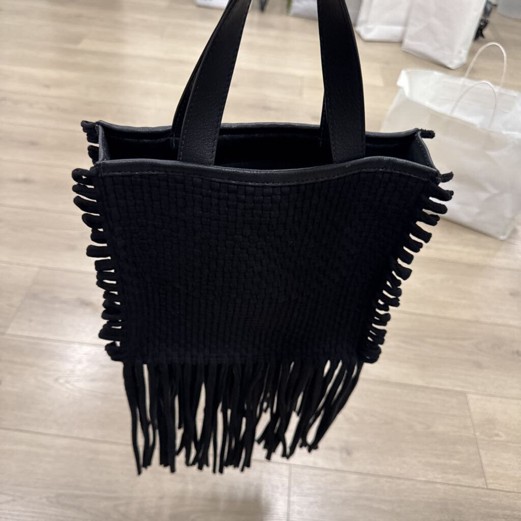 Black Woven Fringe Tote