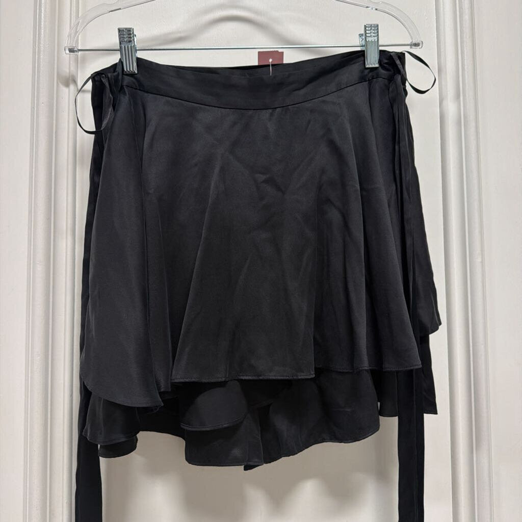 Black Silk Belted Short