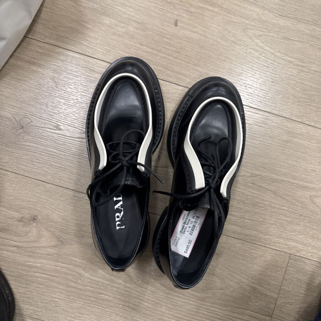 Black/White Leather Derby Shoe