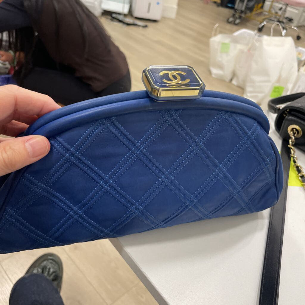 Blue Kiss Lock Timeless Clutch