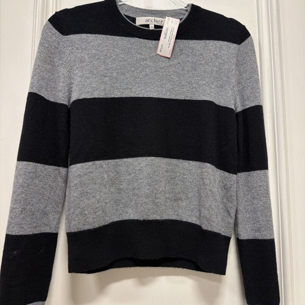 Black/Grey Stripe Cashmere Sweater