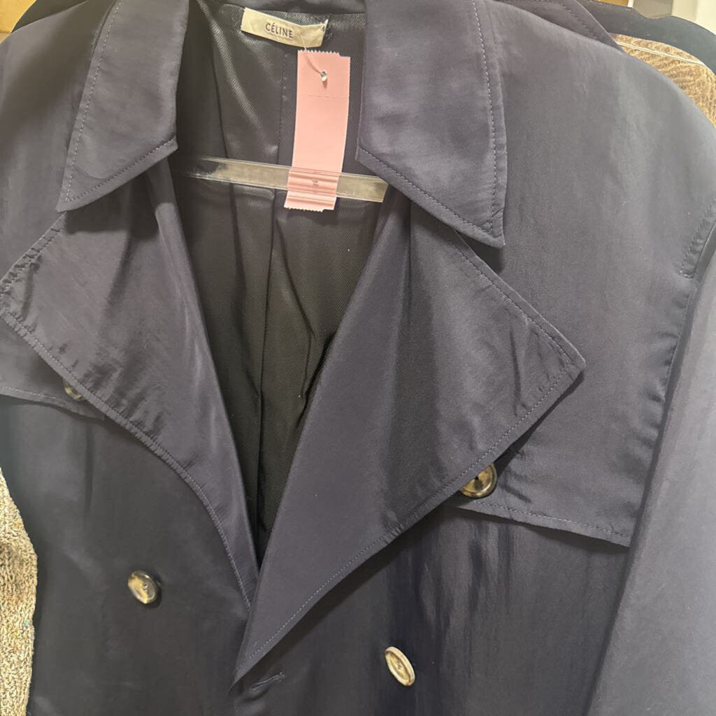 Navy Viscose/Silk Trench Coat