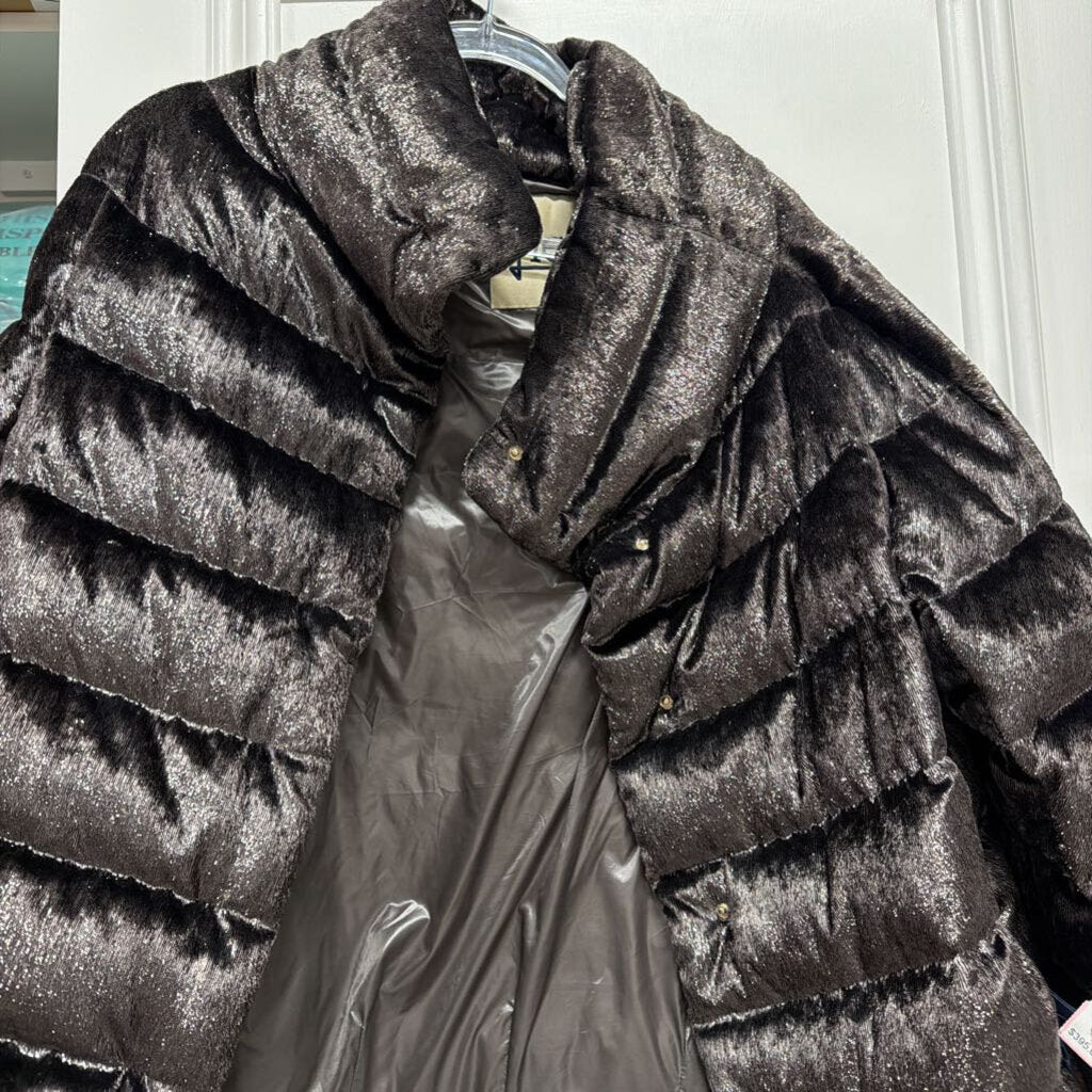Grey Velour Down Coat