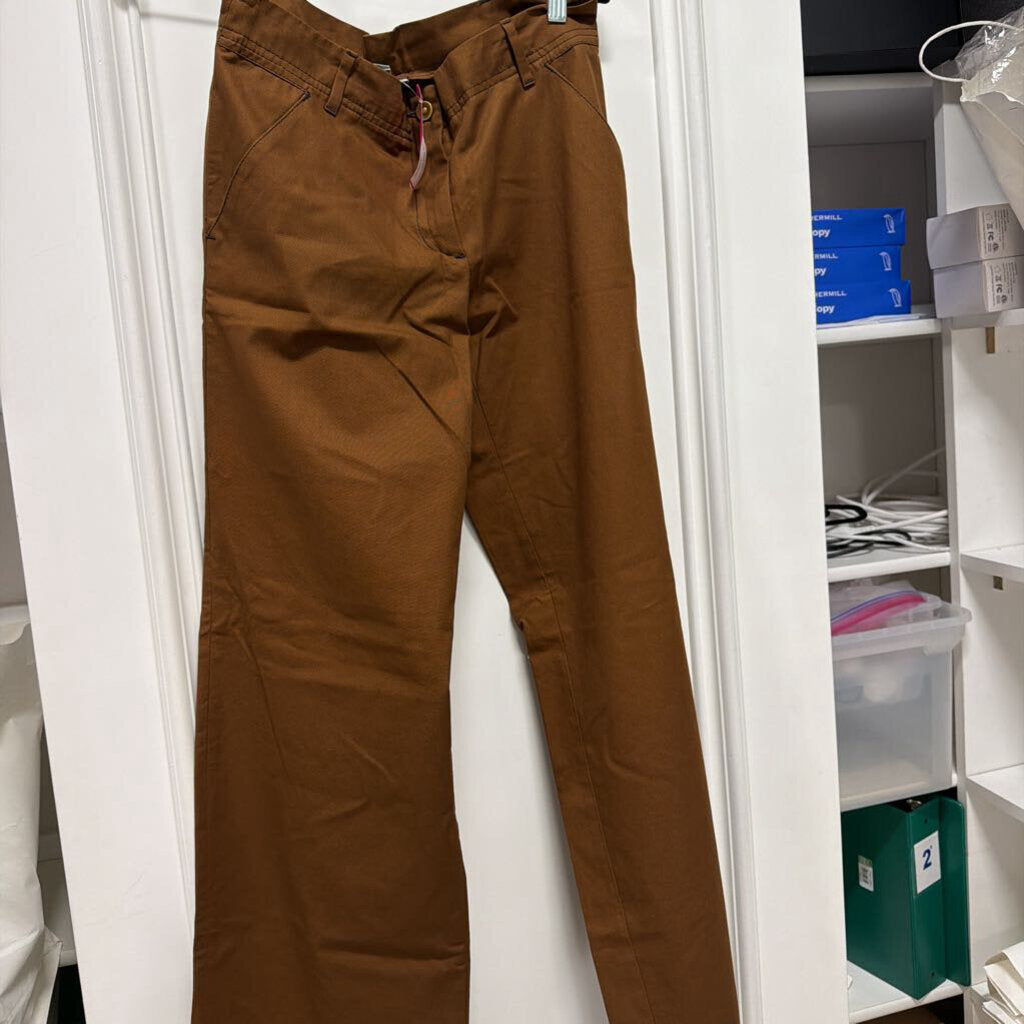 Brown Denim Cotton Wide Leg Pant