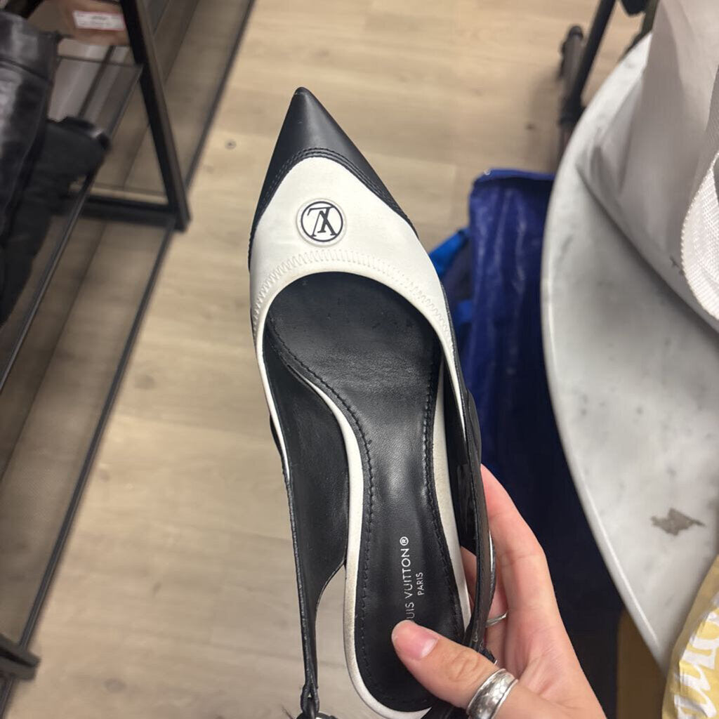 Black/White Slingback Shoe