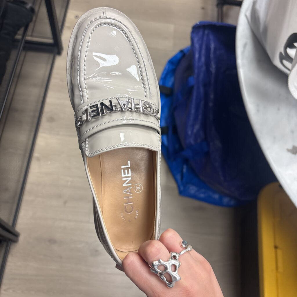 Grey Patent Logo Loafer