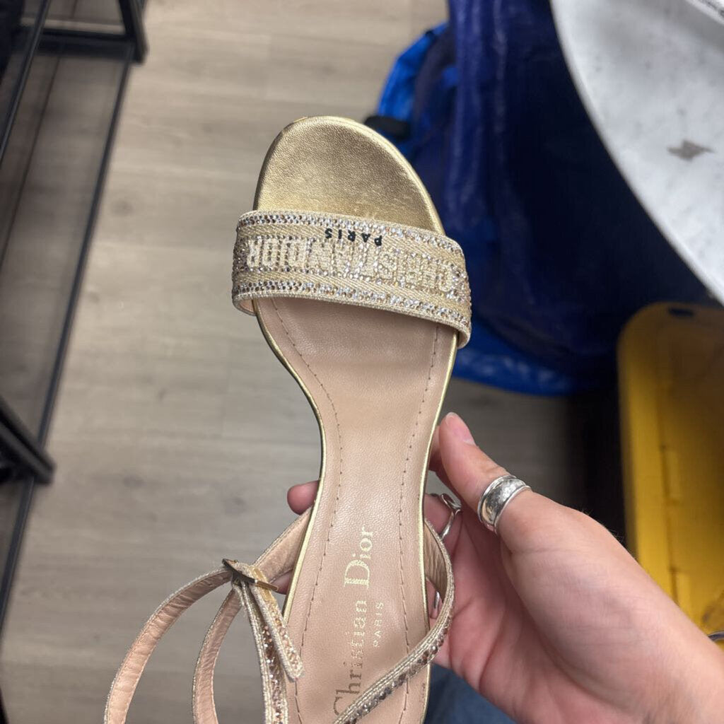 Gold Logo Crystal Heel