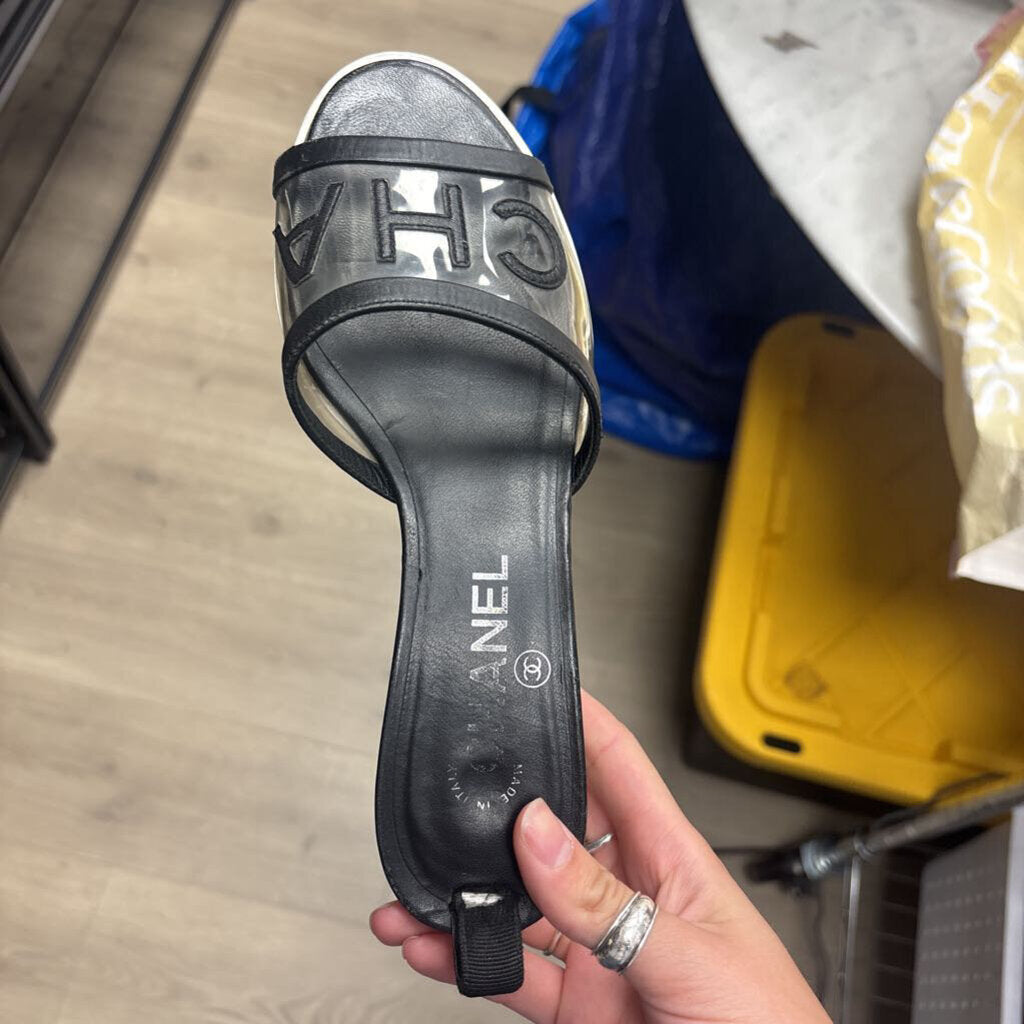 Black Leather PVC Sandal (as is)