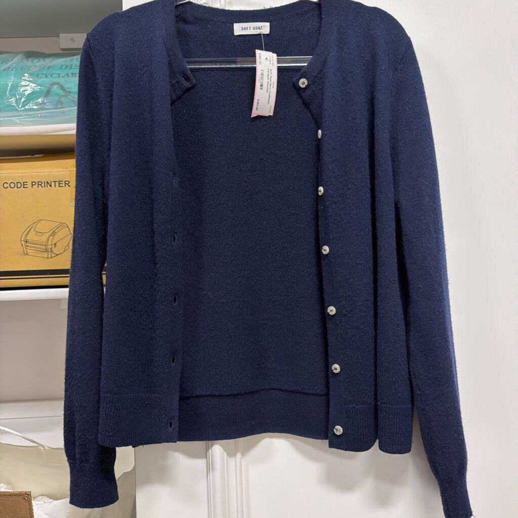 Navy Cashmere Cardigan Sweater
