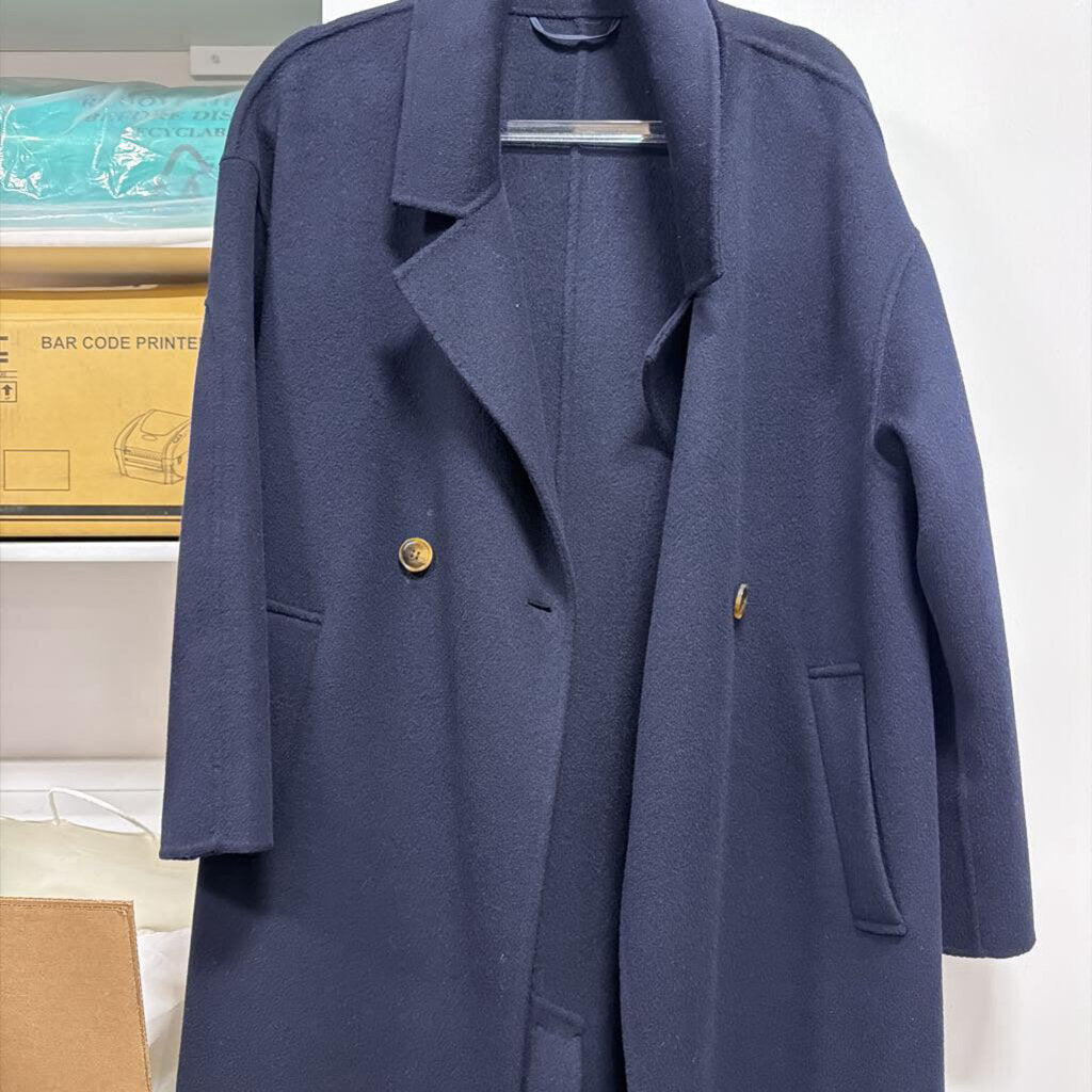 Navy Wool Trench Coat