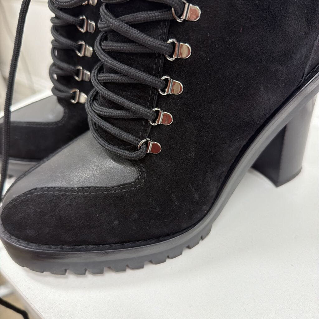 Black Suede Platform Ankle Boot, 39.5