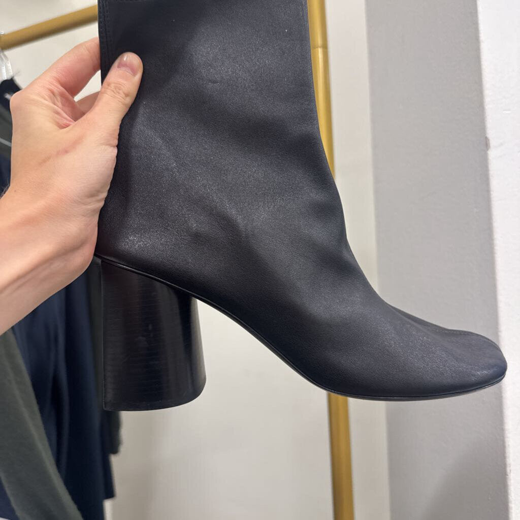 Black Leather Heeled Boots