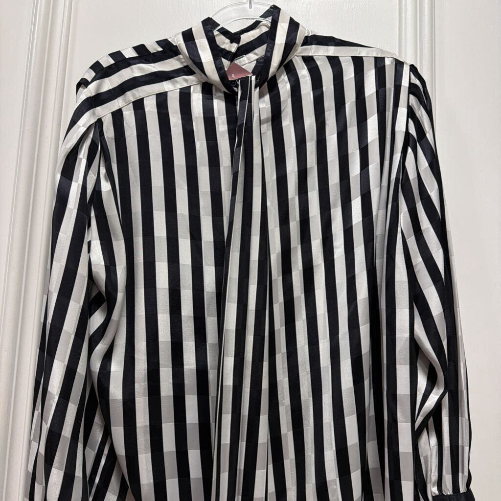 Black/White Poly Striped Blouse