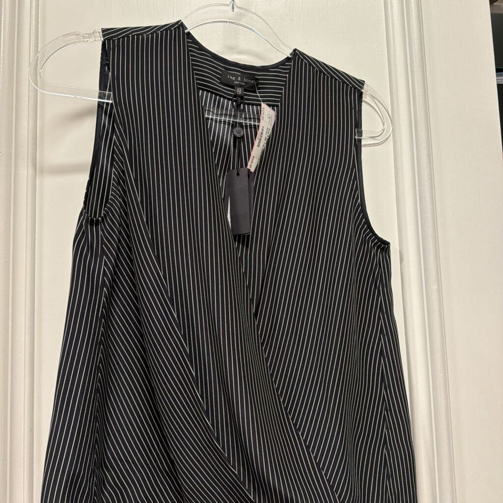 Black/White Stripe Silk Top (NWT)