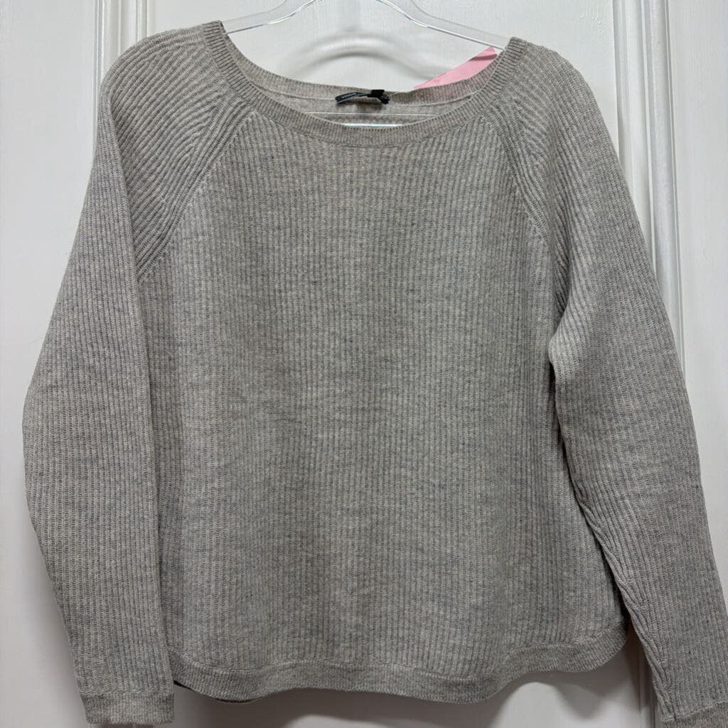 Grey Boat Neck Wool.Cashmere Blend Boat Neck Sweater