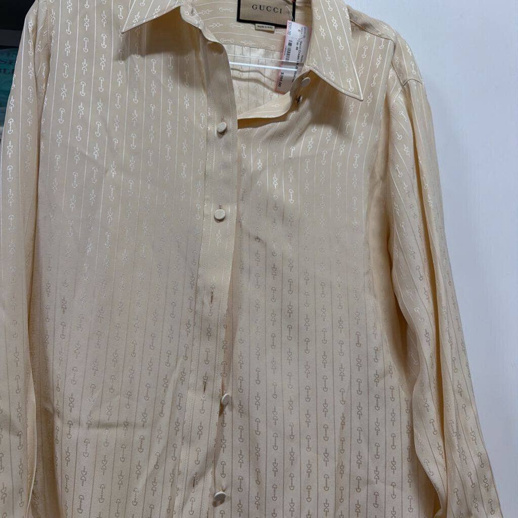 Cream Silk Button Up Top