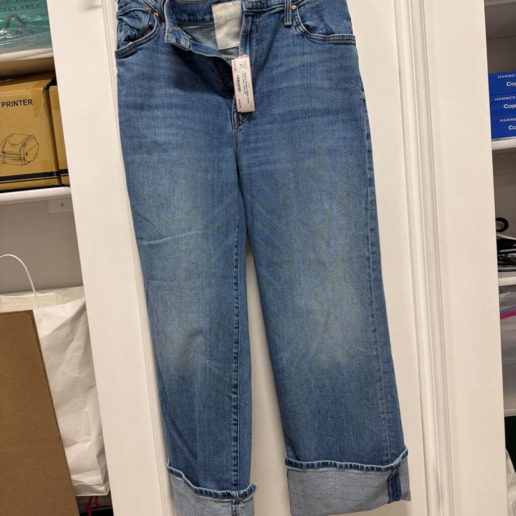 Medium Wash Denim Cuff Zipp Jeans