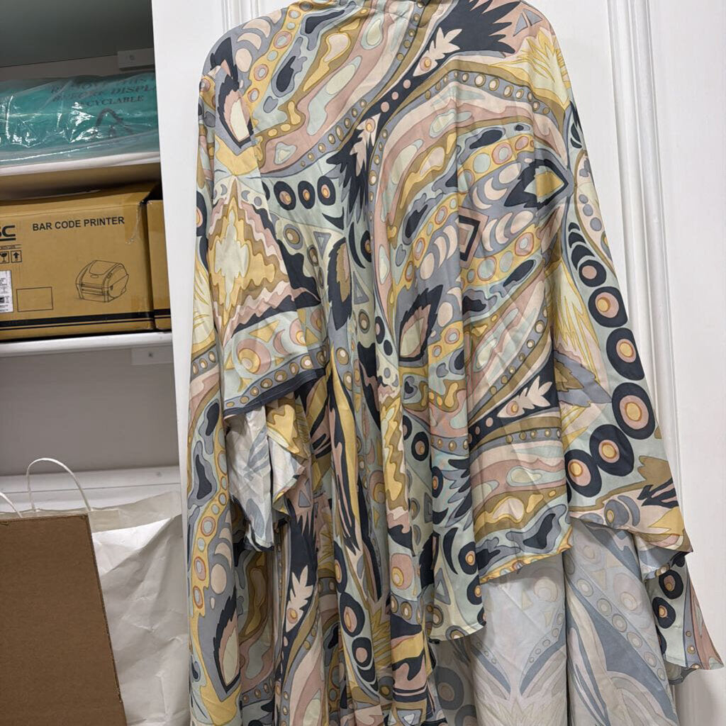 Multicolor Printed High-Low Dress