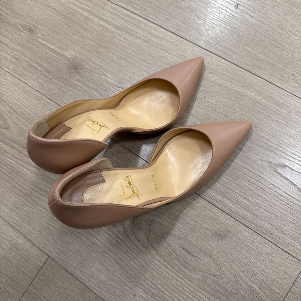 Christian Louboutin Taupe Leather Iriza 100 Pumps